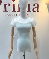 パフスリーブ胸元フリルレオタード