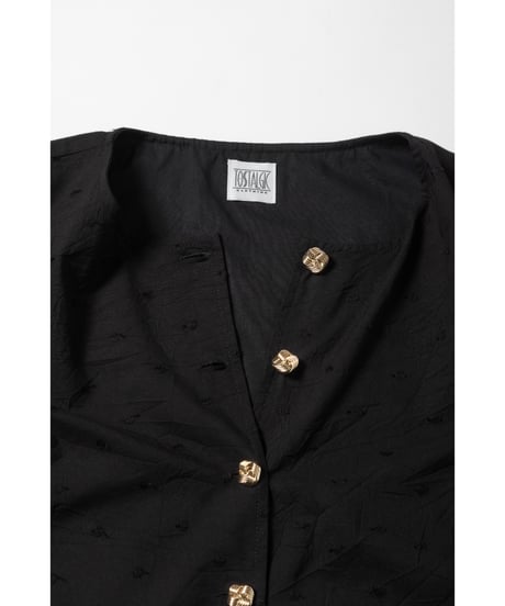 Polka dots embroidery blouse / black