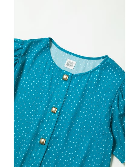 Square buttons dress / turquoise