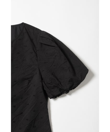 Polka dots embroidery blouse / black