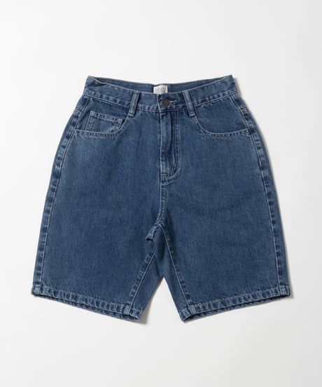 Relaxed denim half pants / blue