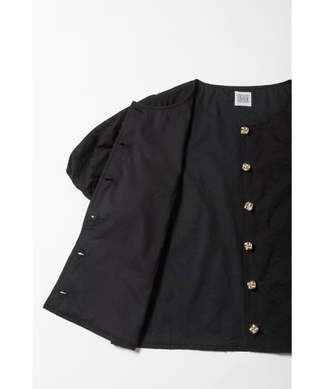 Polka dots embroidery blouse / black