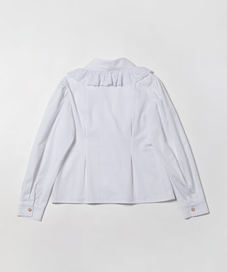 Cotton frill collar blouse / white