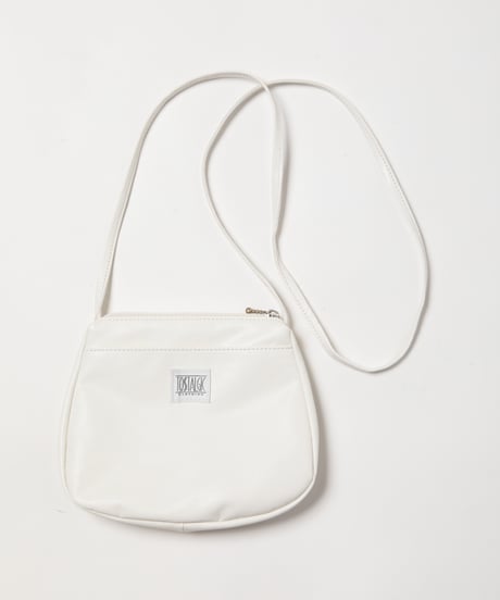 Ribbon leather shoulder bag / white