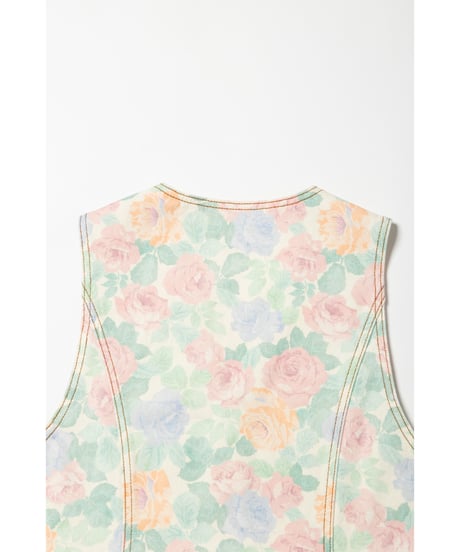 80s denim vest / floral