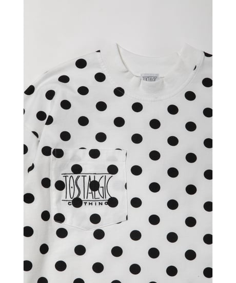 High neck long sleeve pocket tee / polka dots