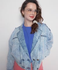 Denim biker jacket/ acid wash