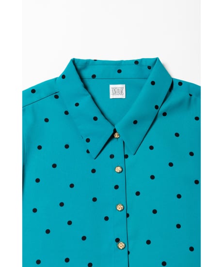 Collar blouse / green dots