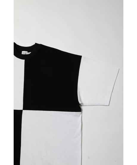 Blocked big tee / white×black