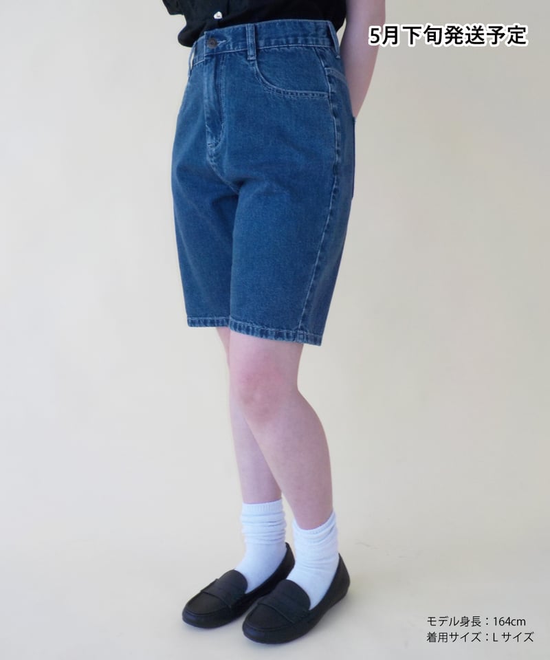 Relaxed denim half pants / blue [ Shipped in la
