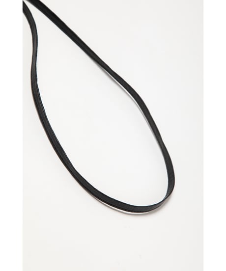 Ribbon leather shoulder bag / black