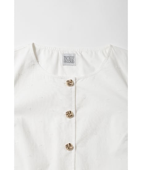 Polka dots embroidery blouse / white