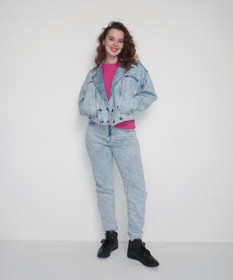 Denim biker jacket/ acid wash | Tostalgic Clothing