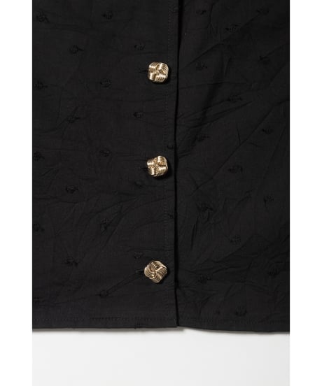 Polka dots embroidery blouse / black