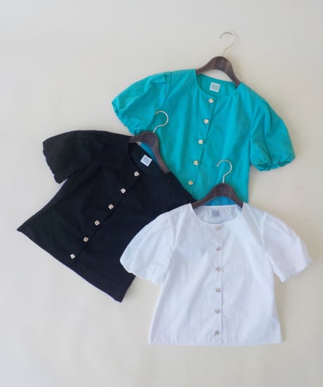 Polka dots embroidery blouse / green