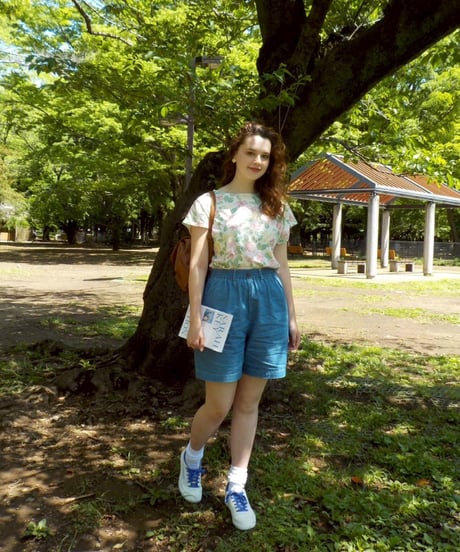 Summer denim half pants / blue