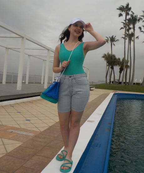 Denim half pants / light blue