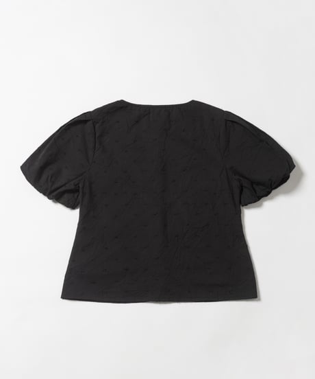 Polka dots embroidery blouse / black