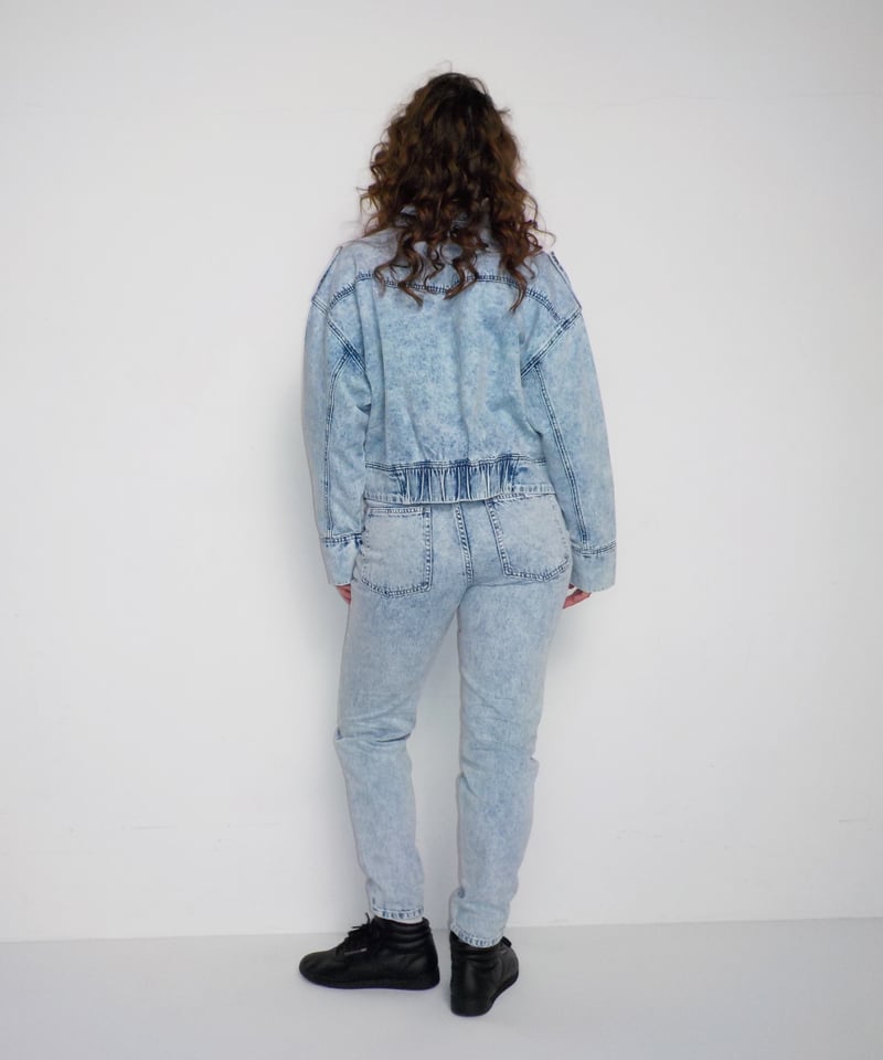 Denim biker jacket/ acid wash | Tostalgic Clothing