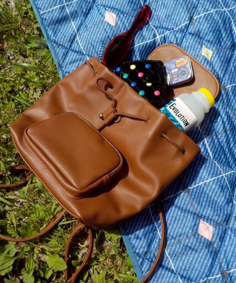 Mini leather back pack / light brown