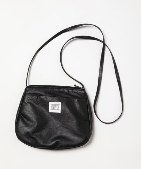 Ribbon leather shoulder bag / black