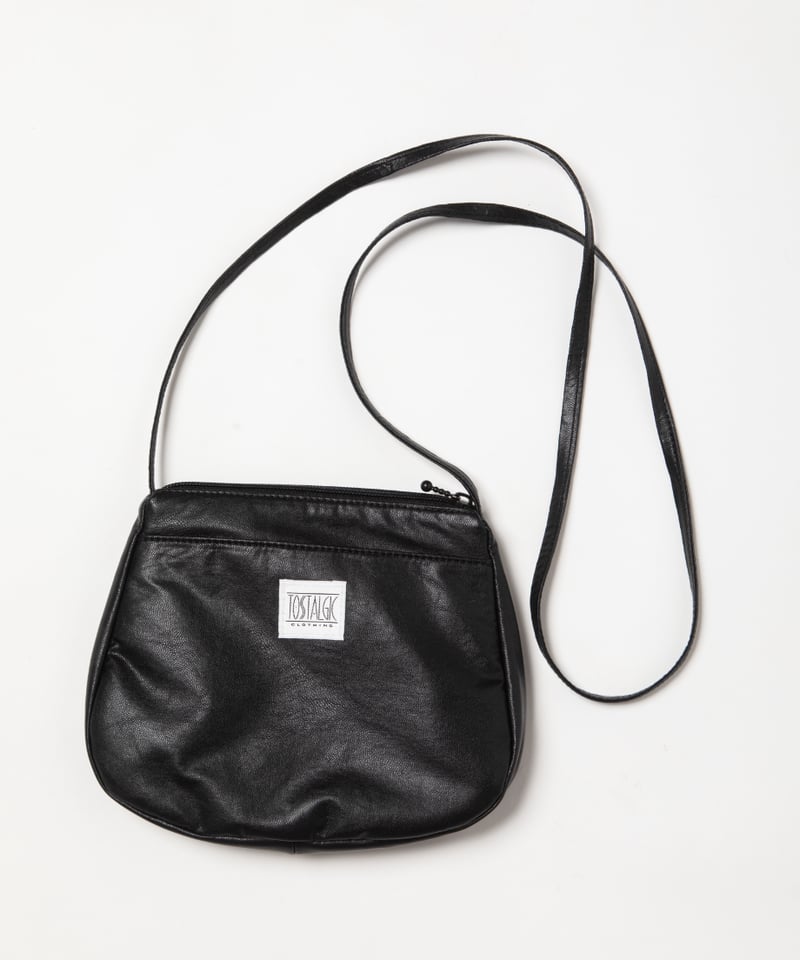 Ribbon leather shoulder bag / black | Tostalgic