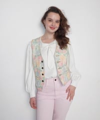 80s denim vest / floral