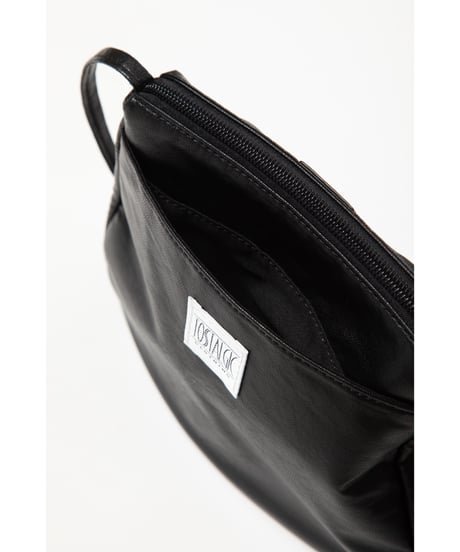 Ribbon leather shoulder bag / black