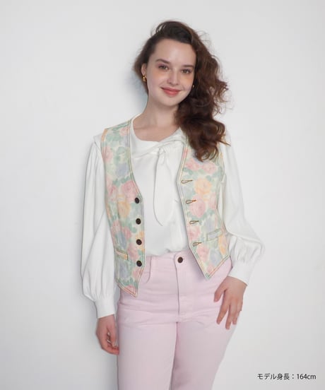 80s denim vest / floral