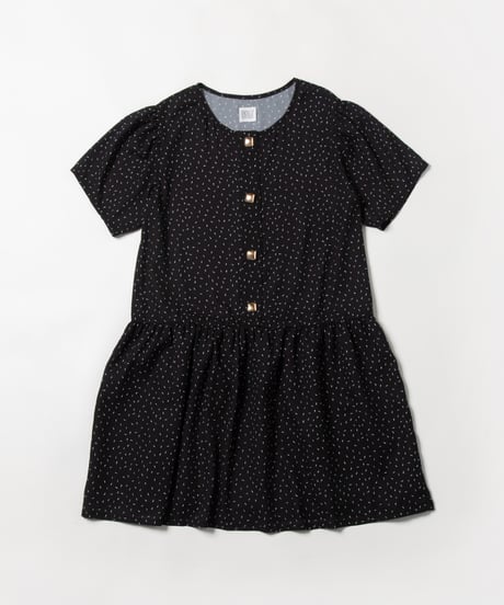 Square buttons dress / black
