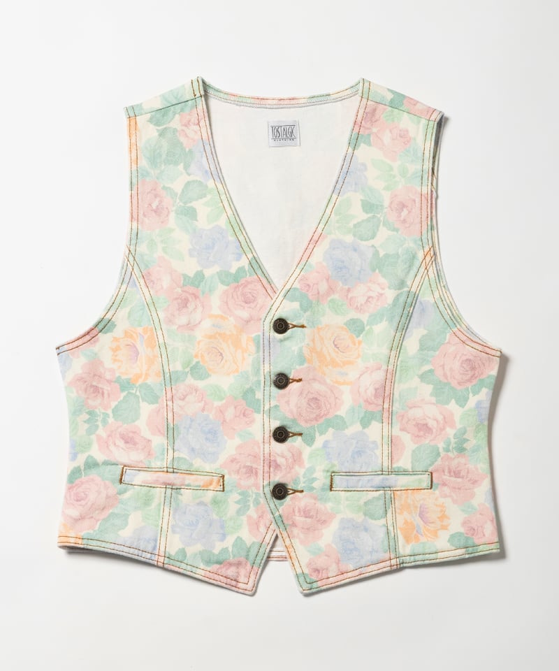 80s denim vest / floral | Tostalgic Clothing