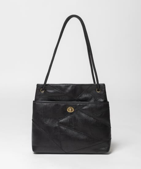 Leather patchwork style bag / black