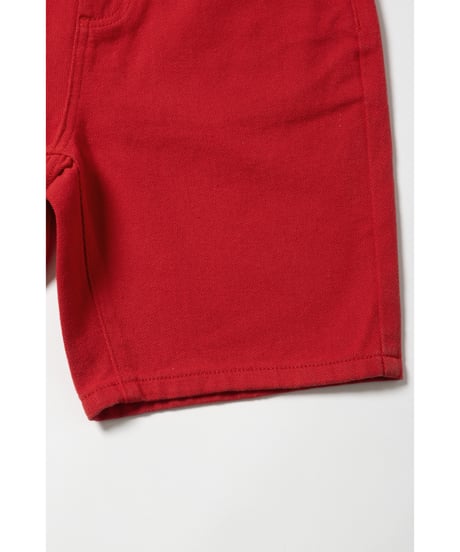 Relaxed denim half pants / red