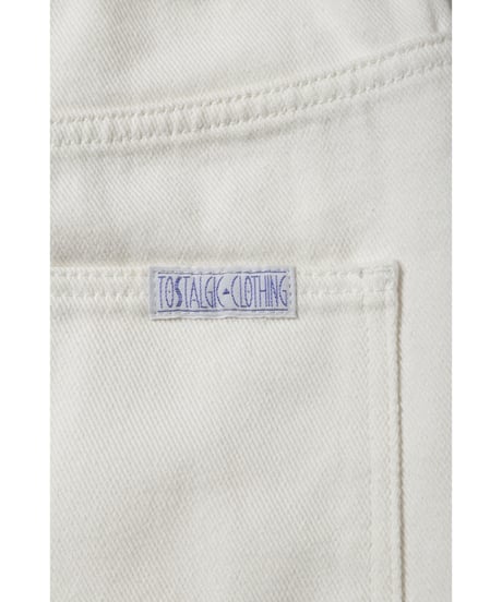 Relaxed denim half pants / white
