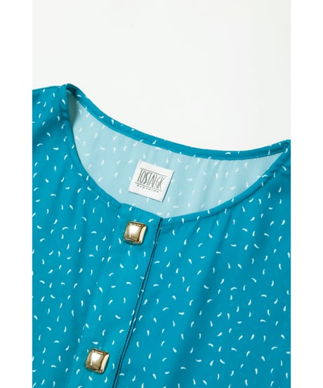 Square buttons dress / turquoise