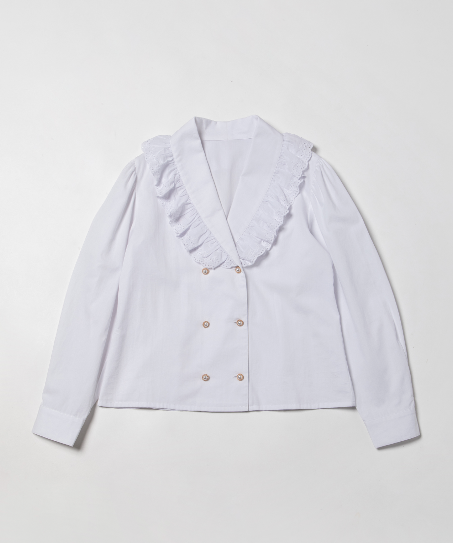 Cotton frill collar blouse / white | Tostalgic