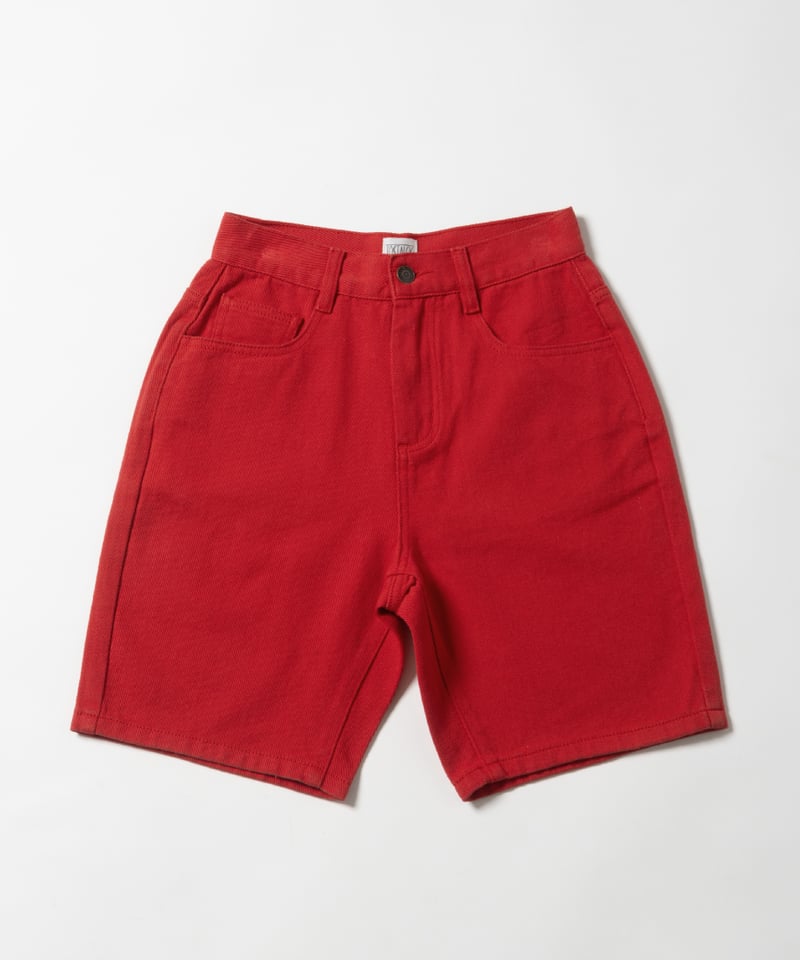 Relaxed denim half pants / red | Tostalgic Clot
