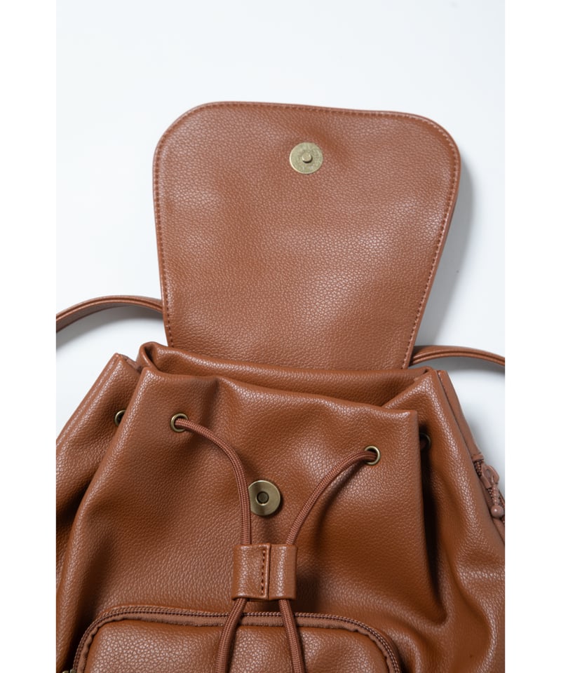 Mini leather back pack / light brown | Tostalgi
