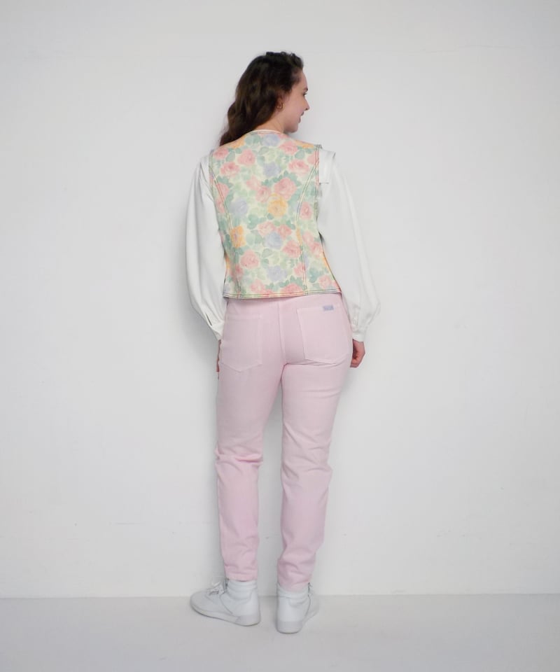 80s denim vest / floral | Tostalgic Clothing