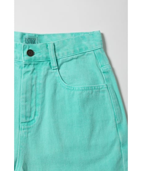 Relaxed denim half pants / green