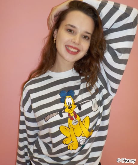 Disney sports sweatshirt（Pluto） / stripe