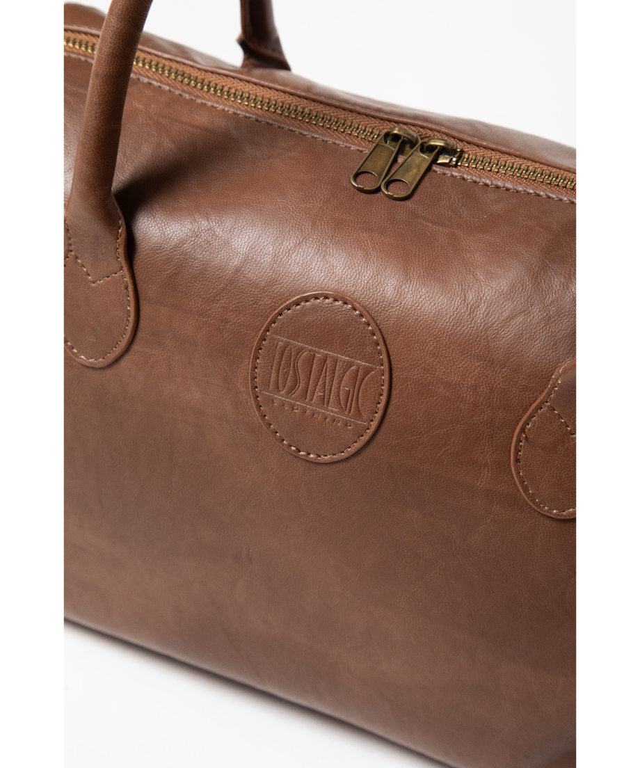 Leather boston bag / brown | Tostalgic Clothing