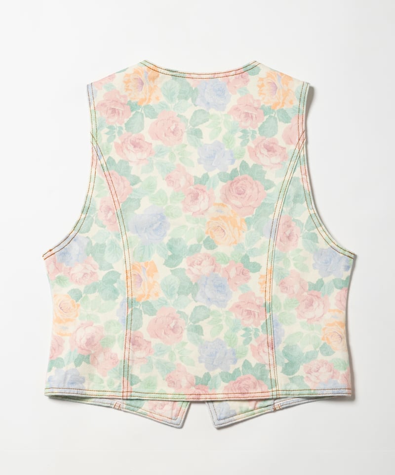 80s denim vest / floral | Tostalgic Clothing