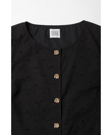 Polka dots embroidery blouse / black