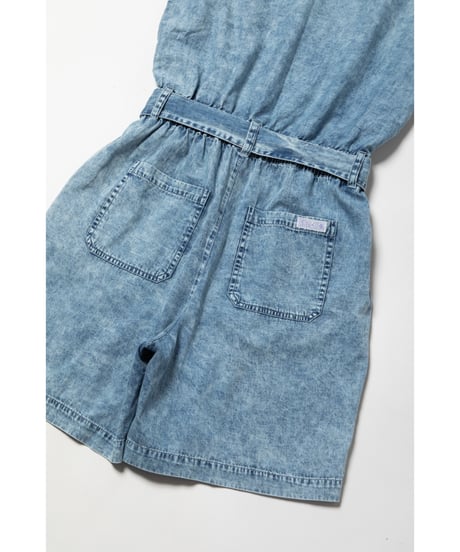 Denim embroidery rompers / acid wash
