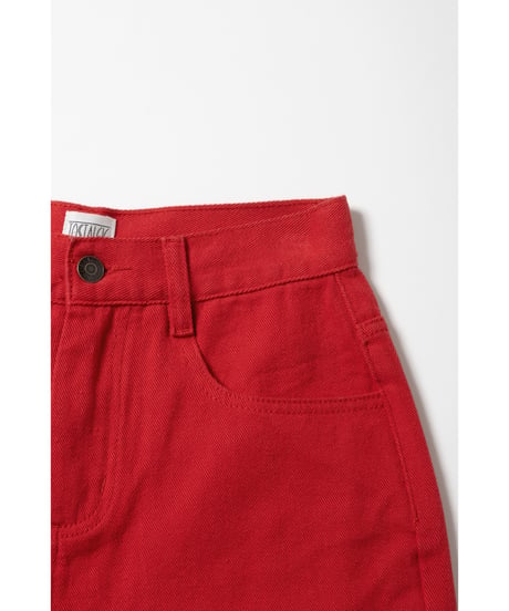 Relaxed denim half pants / red