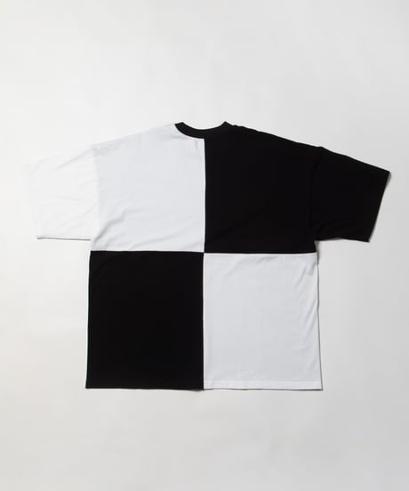 Blocked big tee / white×black