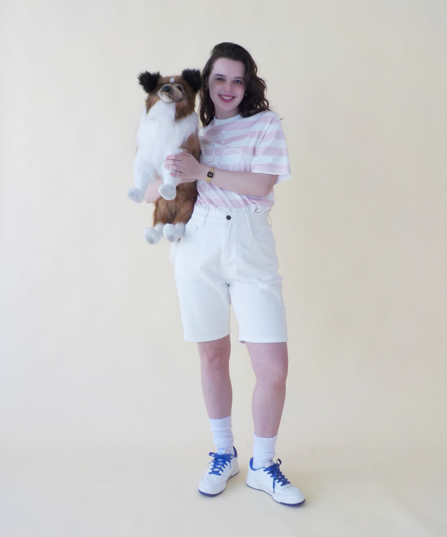 Relaxed denim half pants / white | Tostalgic Cl