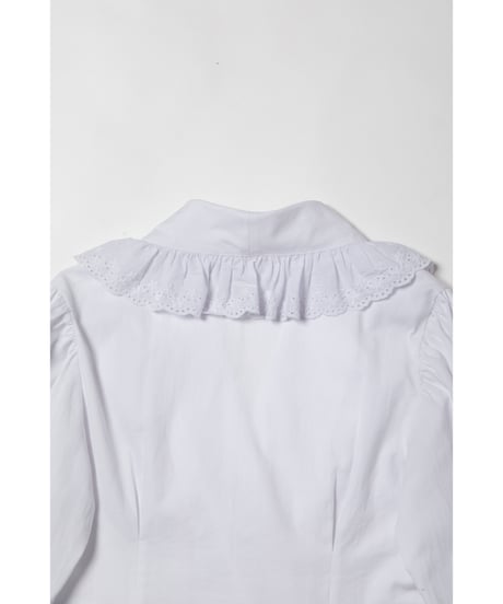 Cotton frill collar blouse / white