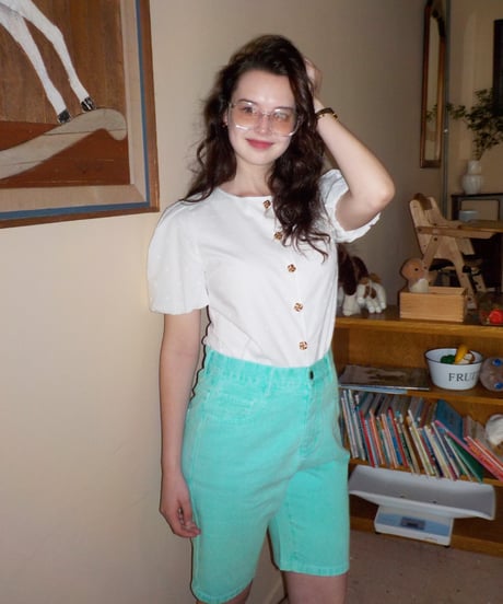 Polka dots embroidery blouse / white